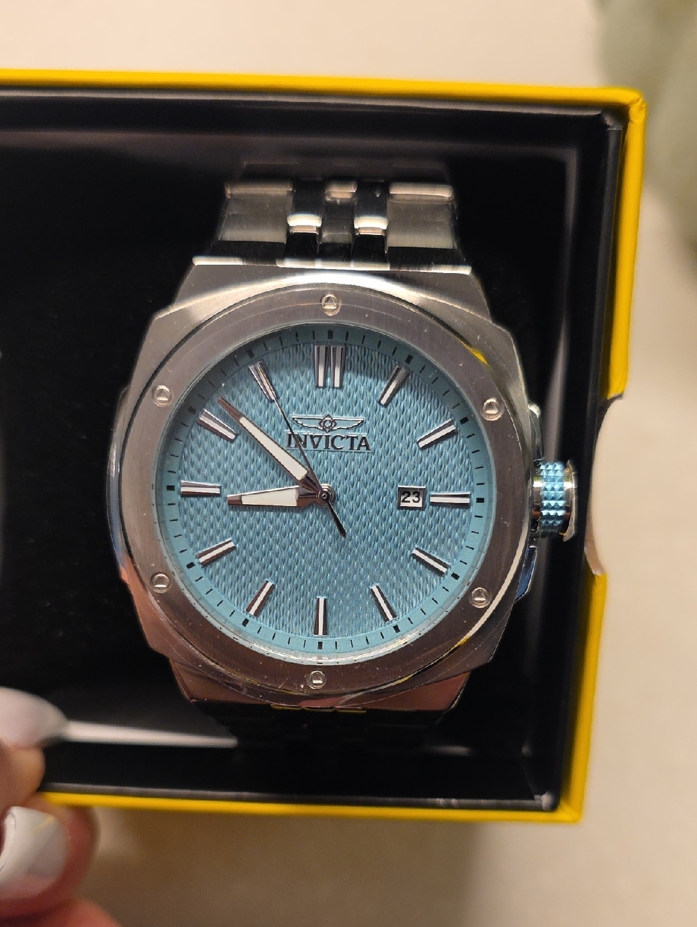 39. Invicta Men's Turquoise Dial Stainless Steel Watch